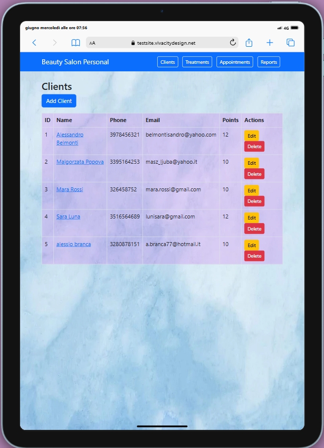 Dashboard gestione Clienti